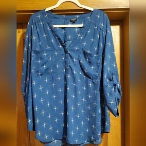 Torrid Blue Blouse with Starburst Design